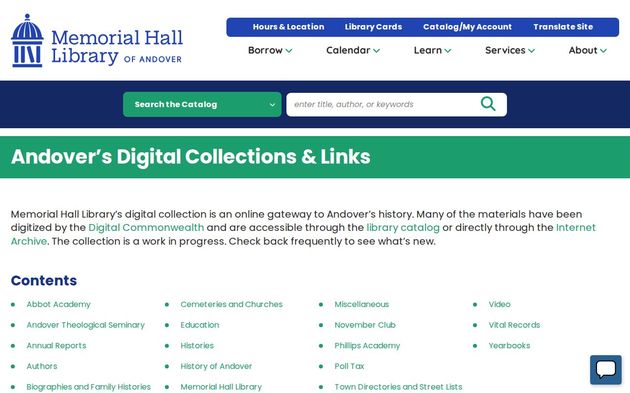 Andover city directory digital collections at Memorial Hall Library