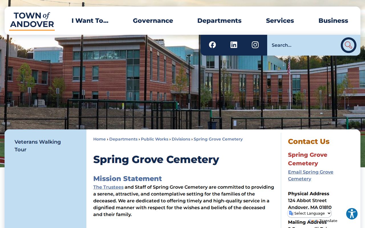 Andover residents directory Spring Grove Cemetery search