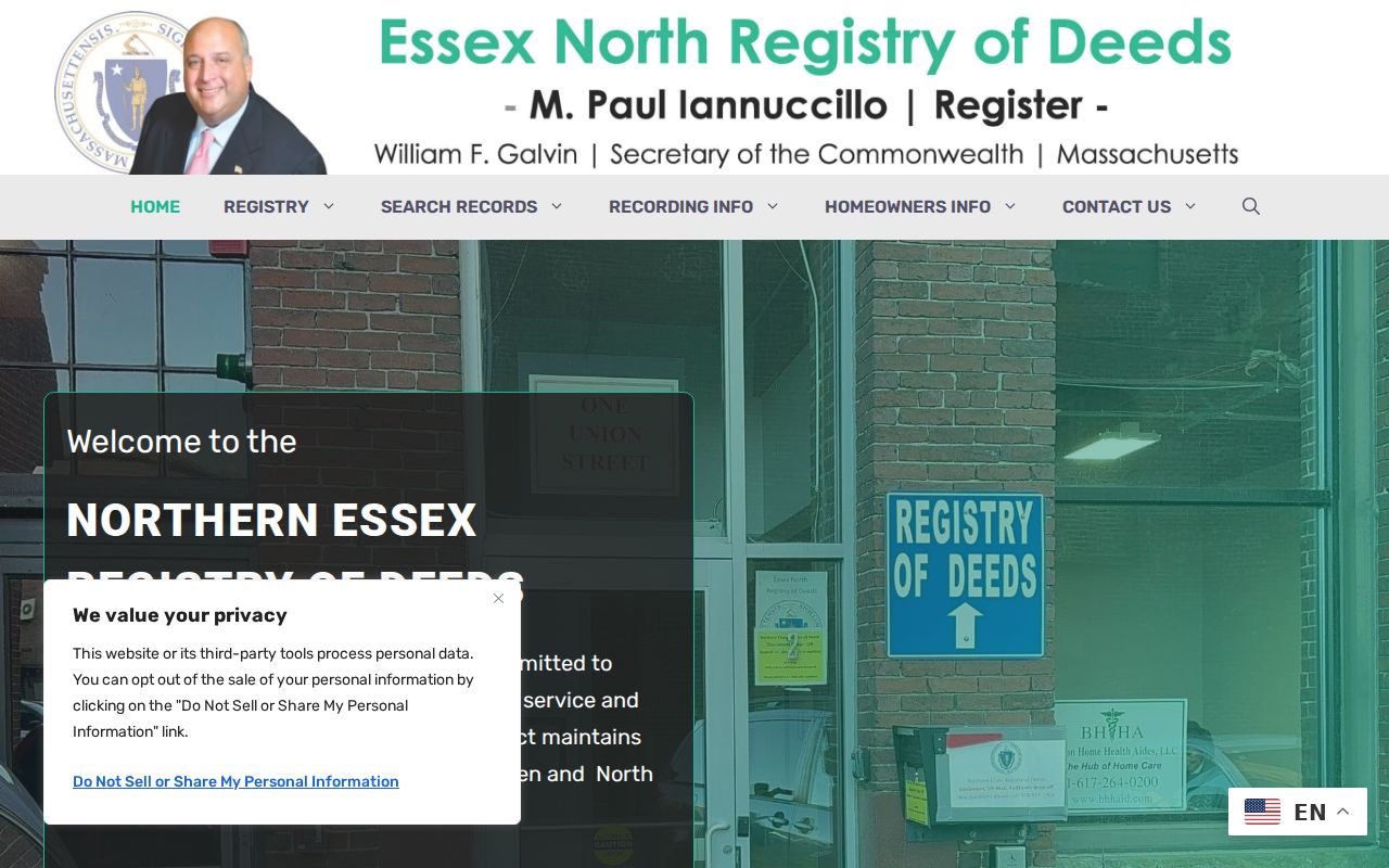 Andover previous residents Essex North Registry of Deeds records-access information