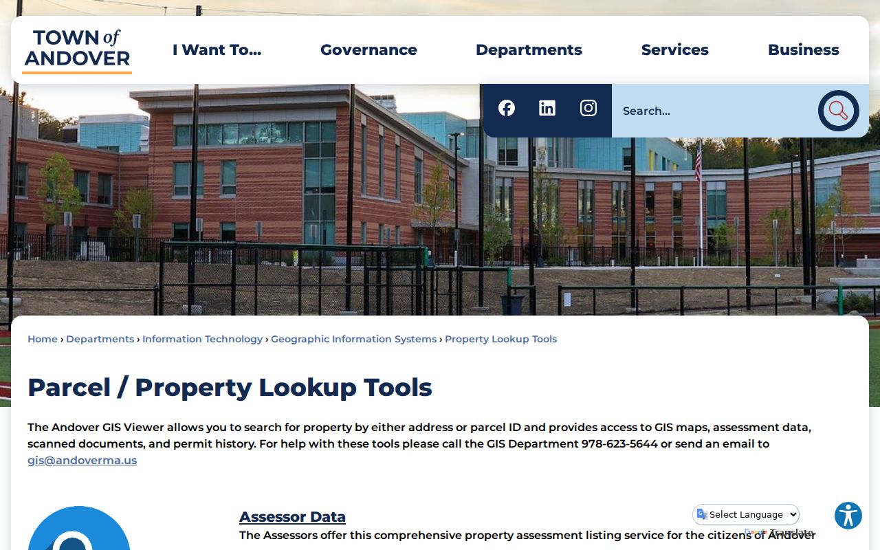 Andover street directory property lookup tools for address and parcel research